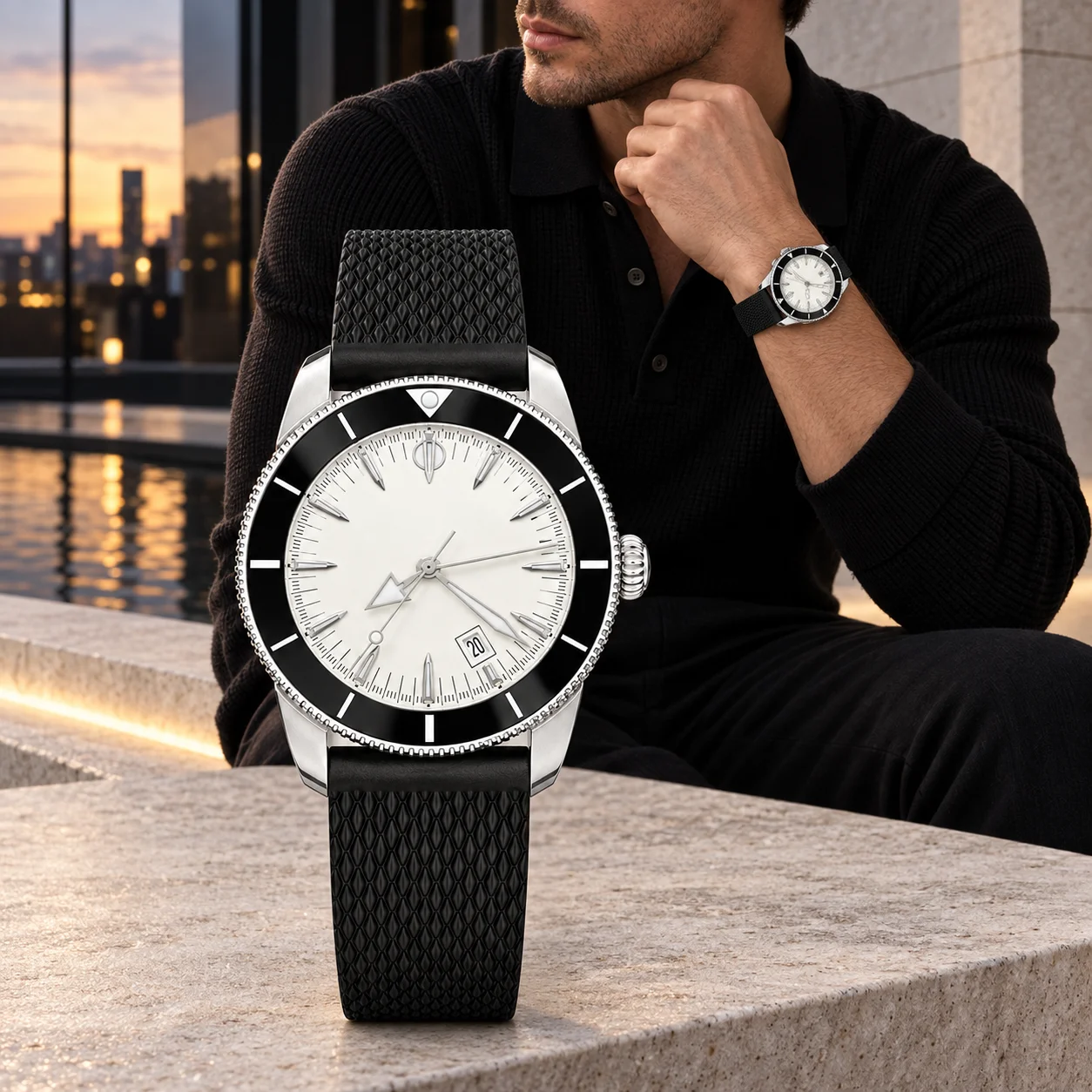 43mm/46mm Men's Automatic Mechanical Watch 904L Stainless Steel Ceramic Bezel  Stylish Business Wristwatch  Customizable