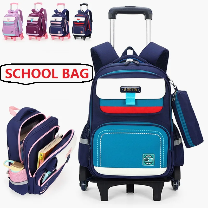 

New Trolley School Bags for Boys Backpack Wheels Back To School Bagpack Children Schoolbag Kids Book Bag Mochila Infantil Bolsos