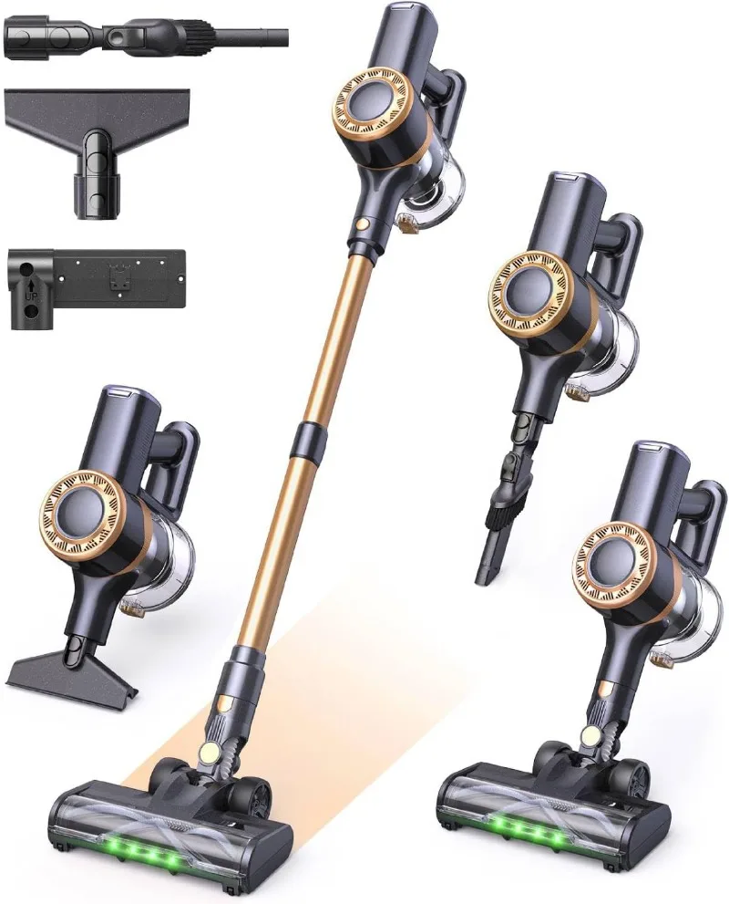 

Cordless Vacuum Cleaner, 30Kpa Stick Vacuum with Anti-Tangle Brush and Upgraded Green Light, Vacuum Cleaner for Home, Wireless V