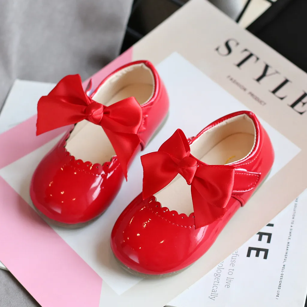 Infant Girls Princess Shoes 2024 New Kids Sandals Solid Leather Flats Comfortable Cute Toddler Baby Shoes Knot Baby Shoes