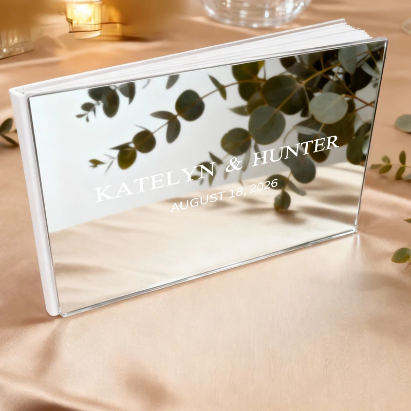 

Personalized Wedding Guest Book Mirror Silver Acrylic Cover GuestBook Customized GuestBook, Anniversary Keepsakes, Wedding Gifts