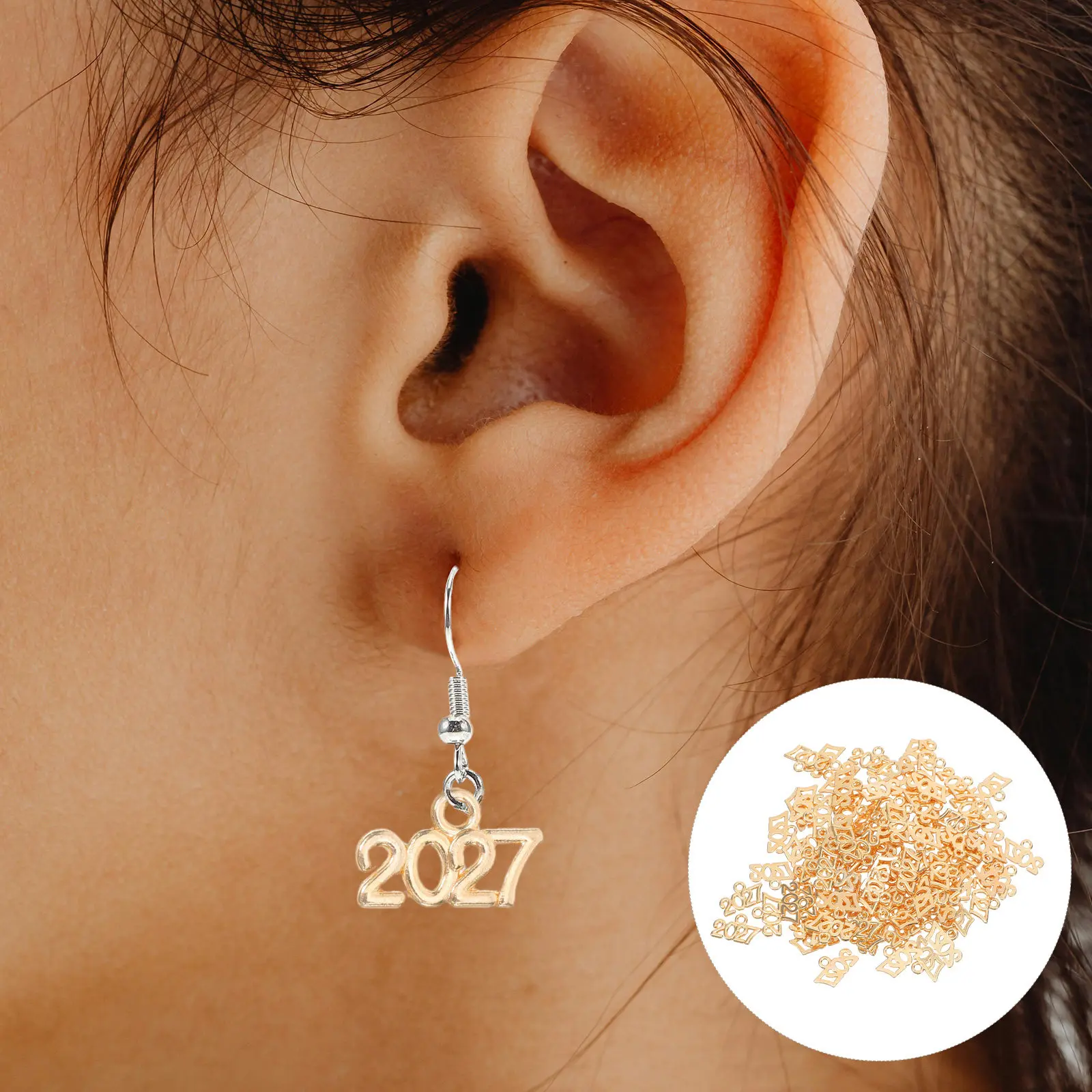 100Pcs Vintage 2027 Year Charms Zinc Alloy Number Pendants for DIY Jewelry Making Graduation Bracelets Necklaces Keychains