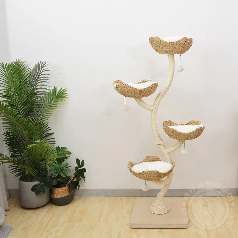 Flower Tree Cat Climbing Frame Scratching Platform More Cat Nest Tree Pet Pillar Tree Toy Claw Frame Household Decoration