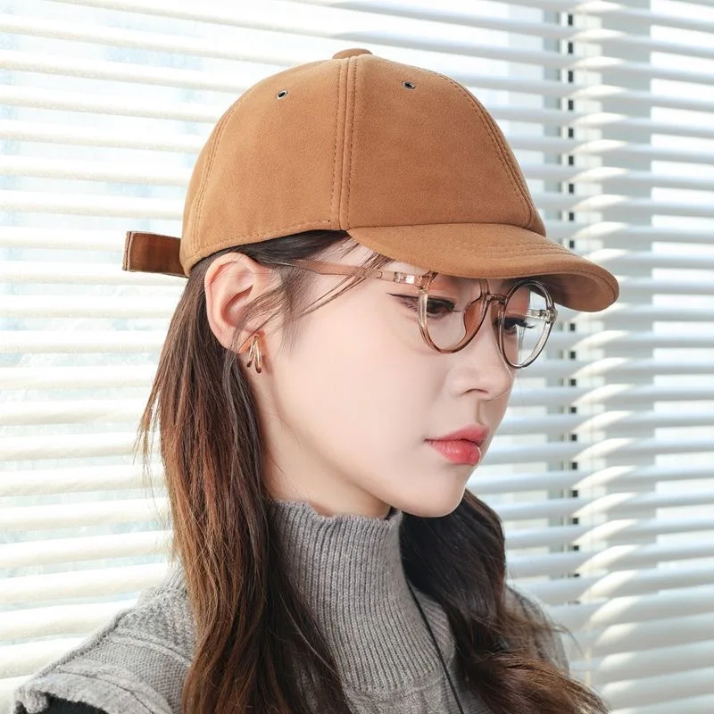 

Бейсбольная кепка в стиле ретро с короткими полями для женщин, шляпа из натуральной замши, овчины, утиные шляпы, повседневная кожаная регулируемая шляпа, 55 60 см
