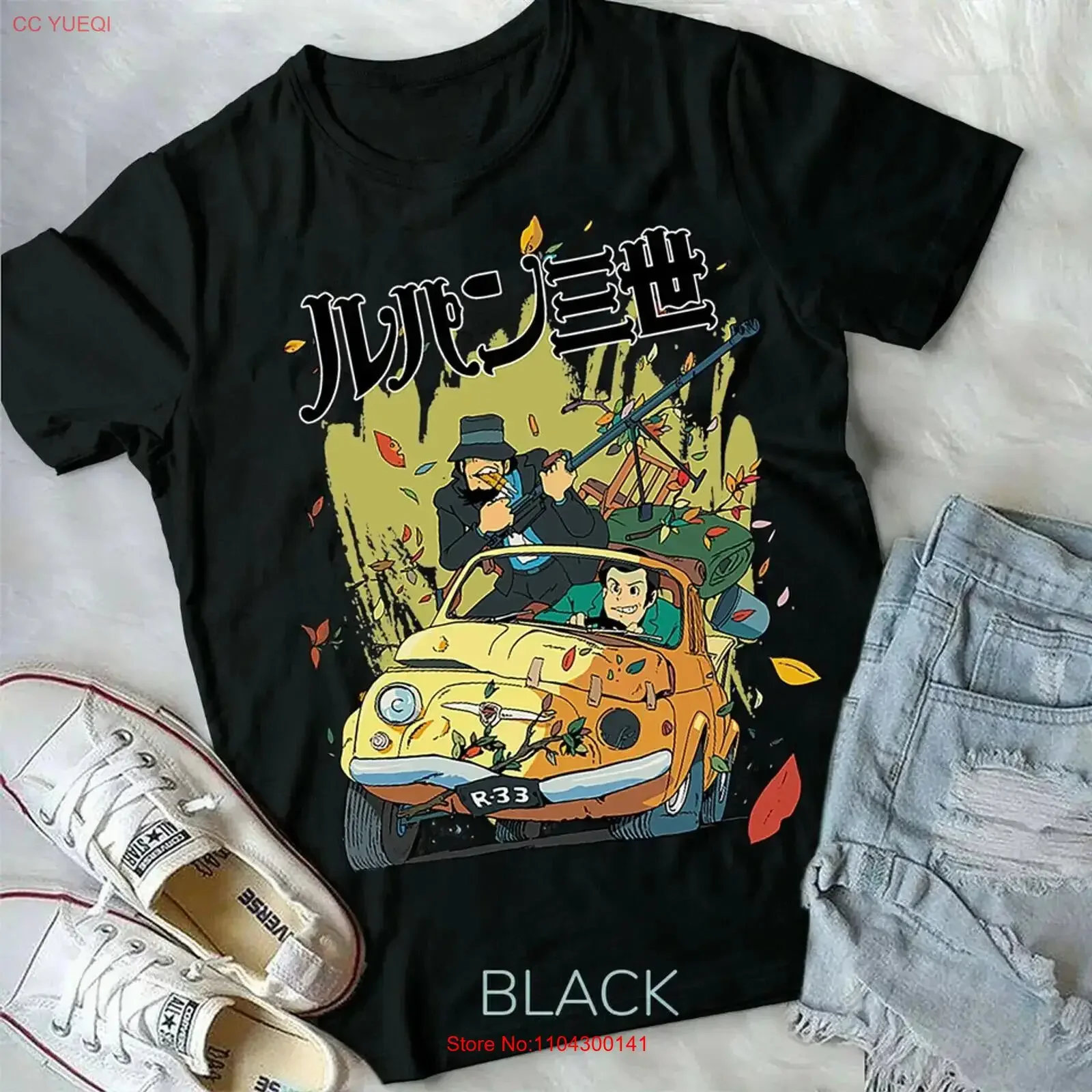 Race To The Rescue New T Shirt lupin Third Black vintage Washed Slightly Breathable Stretched Comfortable homme