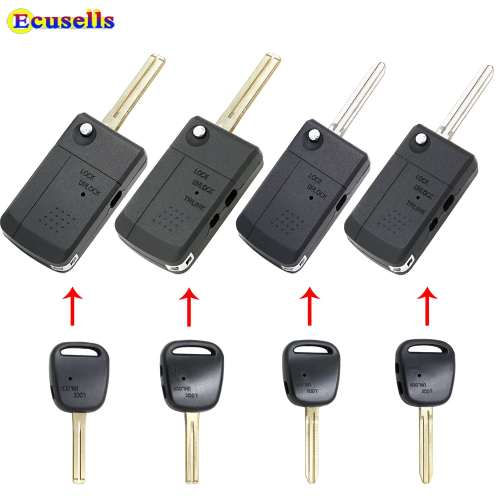 Ecusells Modified Remote Key Shell for TOYOTA Side 1 or 2 Button Key Case Blade Length 39mm TOY48 / TOY43 Uncut Blade