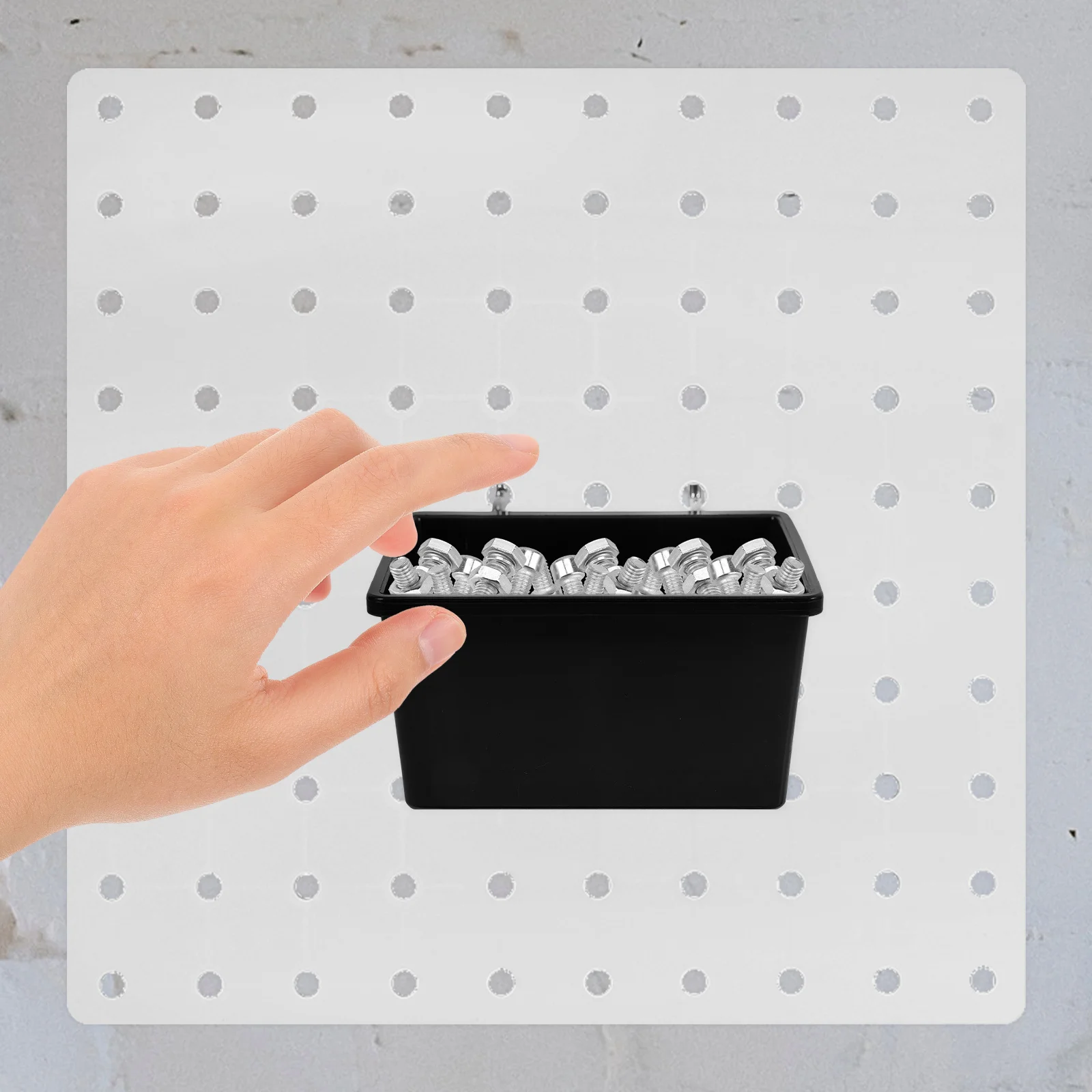 6-set Plastic bakken Pegboard-accessoires Verdikte Pegboard Tool Organizer Garage Workshop Opbergbakken Hangende manden