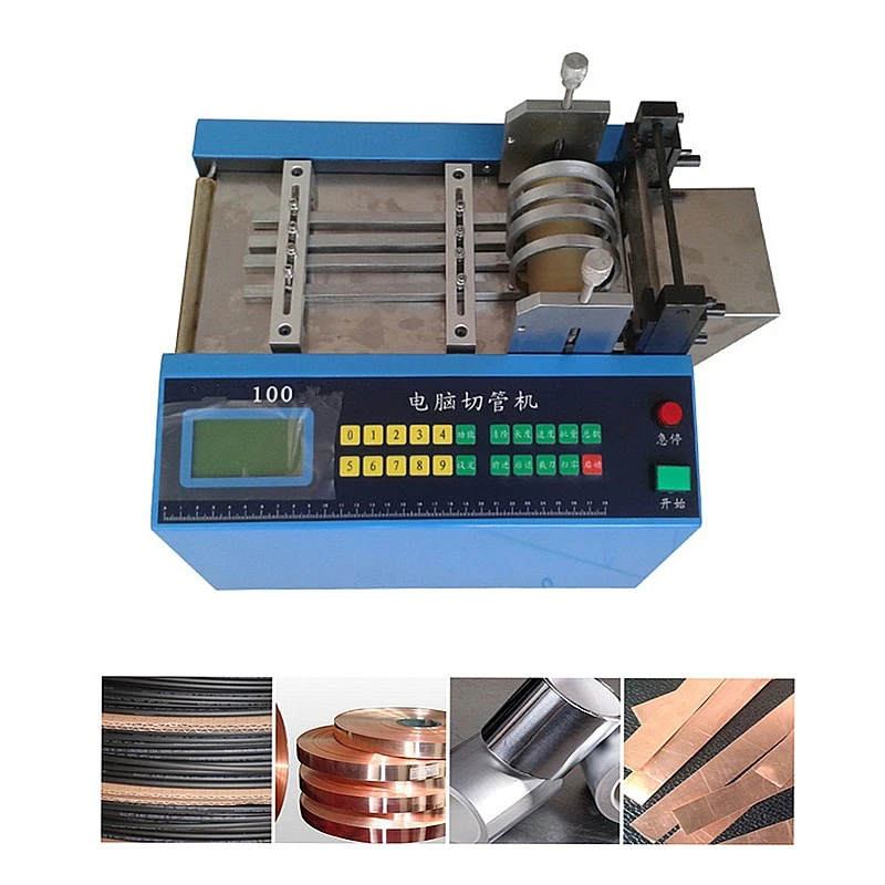 Tube Cutting Machine Microcomputer Automatic Pipe Cutter PVC Heat Shrink Sleeve Shrinking Tube Cutter Wire Rope 350W 0-100mm