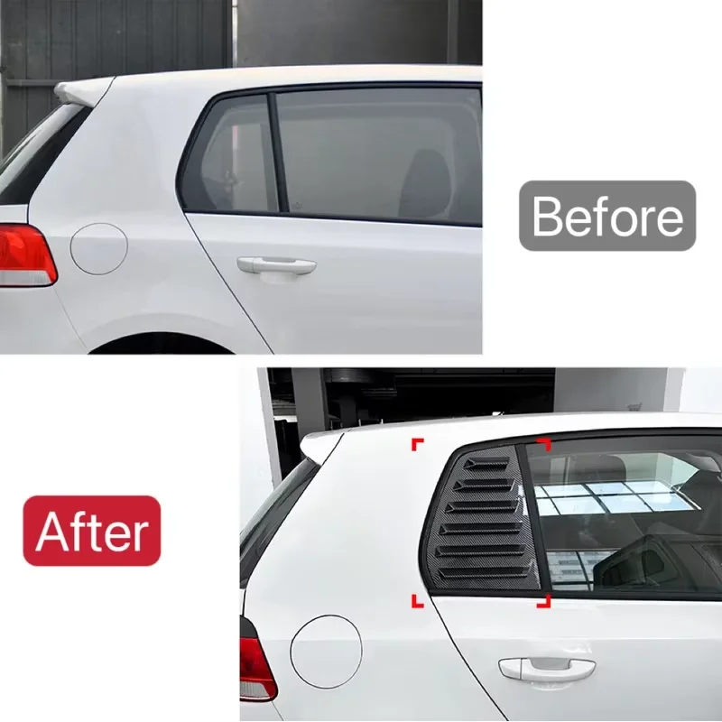Fit For VW Accessories Golf 6 MK6  2008 2009 2010 2011 2012 Car Rear Side Window Louver Air Vents Windshield Decoration