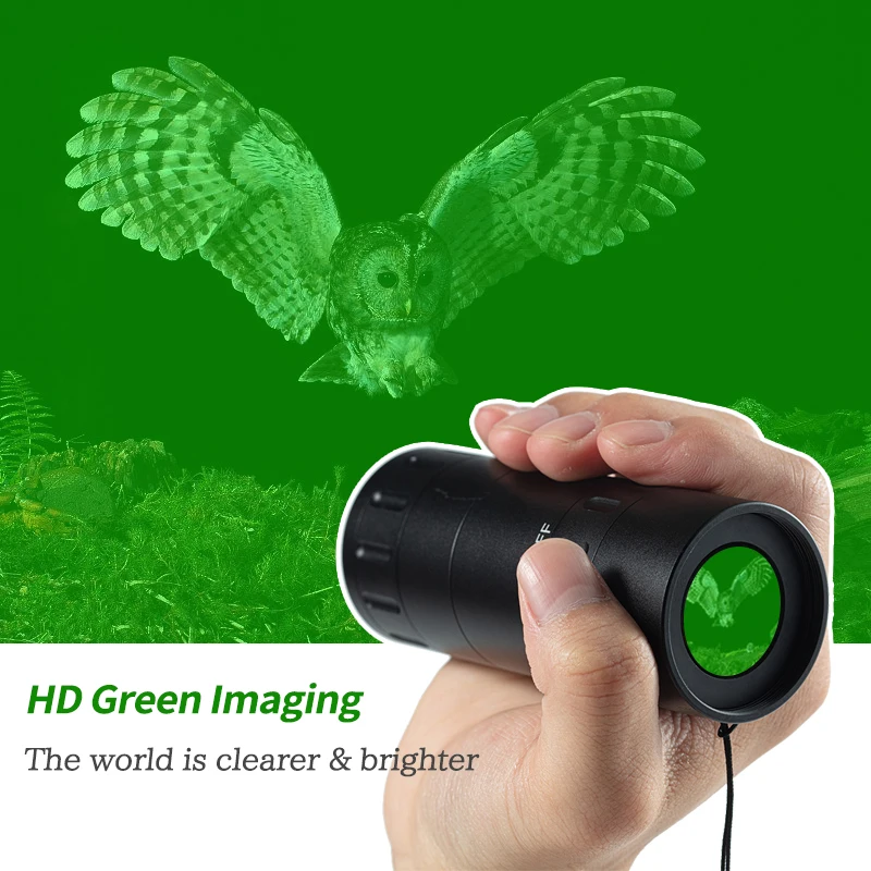 Super Mini Size Gen 2+ Low Light Night Vision Monocular Gen II Moonless Enhance Tube Green Imaging in Darkness for Night Hunting