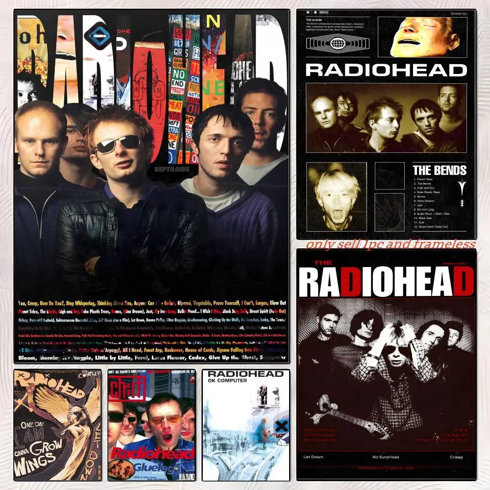 Radiohead Band Poster Self-adhesive Painting with prints Home bedroom living room decoration
