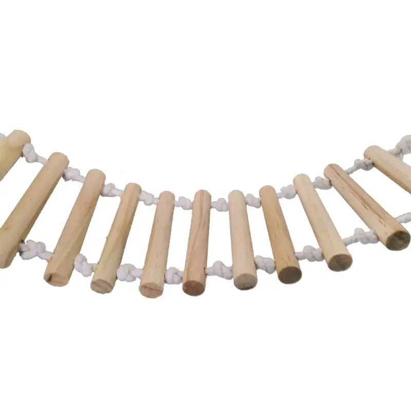 ของเล่นนก Swing Perch สำหรับนกแก้วขนาดกลางสะพานไม้ธรรมชาติ Parrot ปีนเชือกบันไดสำหรับ Budgies Lovebirds Dropship