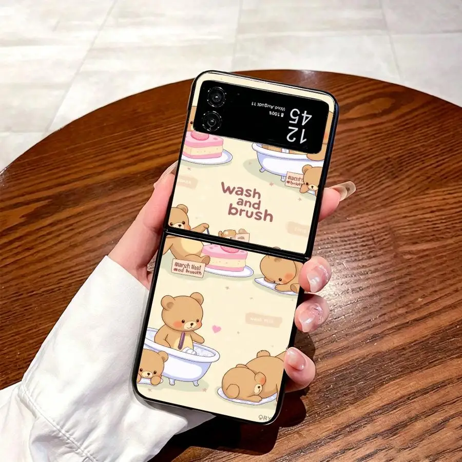 Чехол для Samsung Galaxy Z Flip 7 6 5 4 3 Z Fold 7 6 5 4 3 с милым медведем