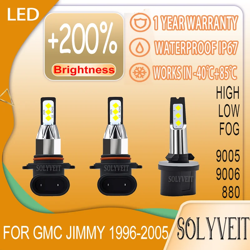 

Надежная простая установка 9005 9006 880 светодиодные фары противотуманные фары для GMC Jimmy 1996 1997 1998 1999 2000 2001 2002 2003 2004 2005