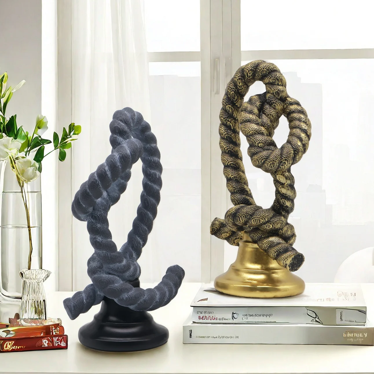 

New Modern Antique Creative Musical Note Knot Ornaments Living Room Home Desktop Model Room Decoration Porch Resin Handicrafts