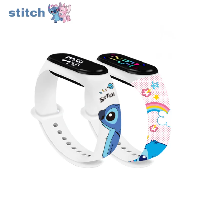 Anime Figures Disney Stitch Watch Children Wrist Strap Sports Watch Cartoon Stitch Model Print Kids Toys Electronic Watch Gifts