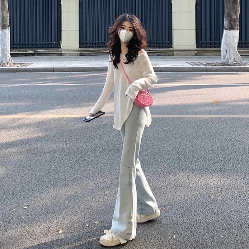 

Модный женский свитер с длинными рукавами и цветочным узором, уникальный дизайн, свободный крой, с боковыми разрезами, повседневный стиль, средней толщины, теплый, топ.