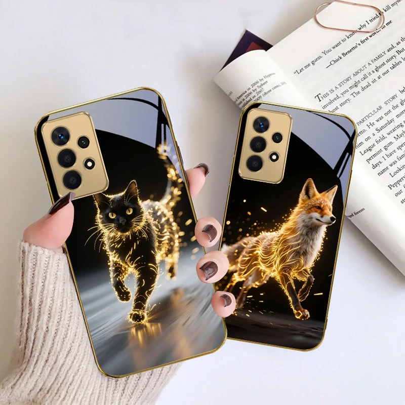 فخور هوانغ كيلين لسامسونج A 01 52S A04 A05S A10 A12 A13 22 23 24 36 42 M02 نوت 10 20 الترا 8 9 الزجاج الذهبي جراب هاتف #4