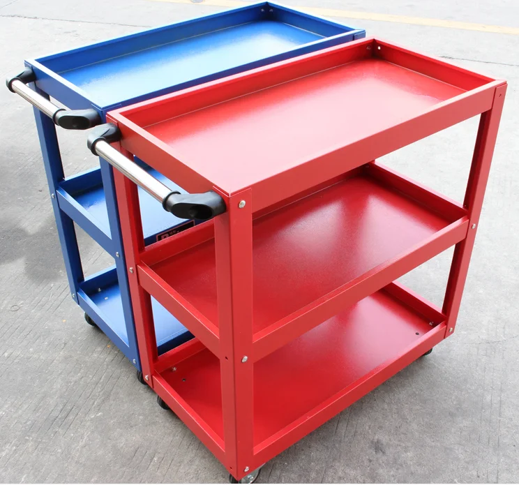 Wholesale Three-layer Thicken Hand Push Tool Cart, Spare Parts Cart, Mobile Cart Toolbox, Combined Auto Repair Tool Cabinet