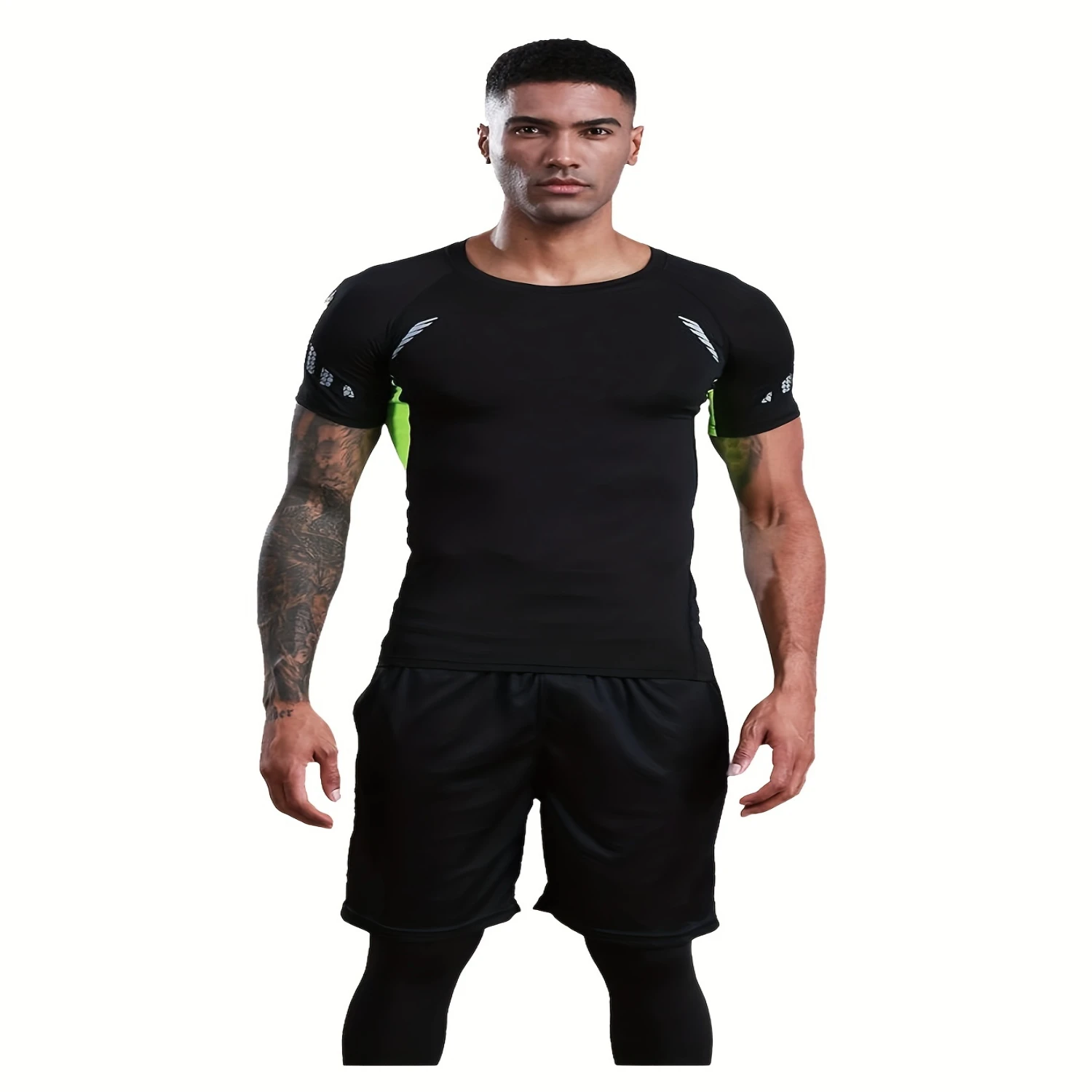 3-teiliges Kompressions-Sport-T-Shirt-Set für Herren, bequemes, atmungsaktives und schnell trocknendes Basisshirt zum Laufen, Joggen, T-Shirt, Fitnessstudio, Passform