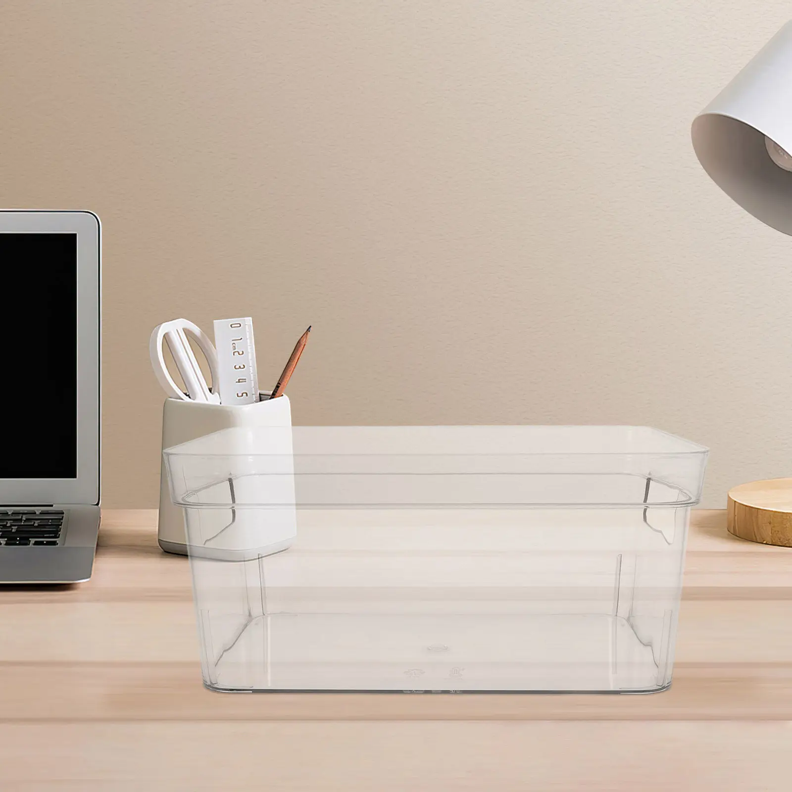 

Clear Pet Transparent Storage Box Large Capacity Desk Organizer for Stationery Craft Office Supplies Toiletries Skincare