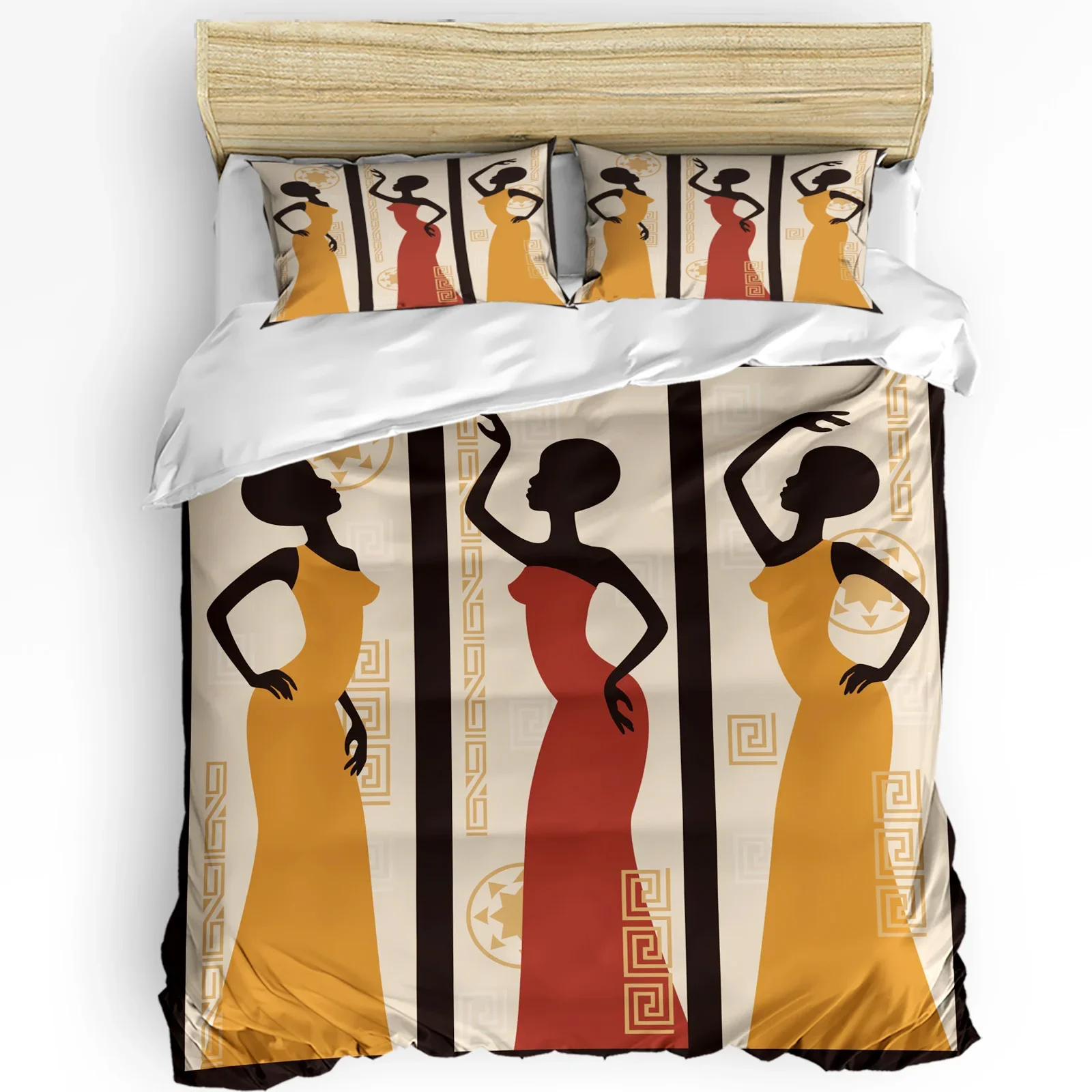 

African Women Art Ethnic Printed Comfort Duvet Cover Pillow Case Home Textile Quilt Cover Boy Kid Teen Girl 3pcs Bedding Set