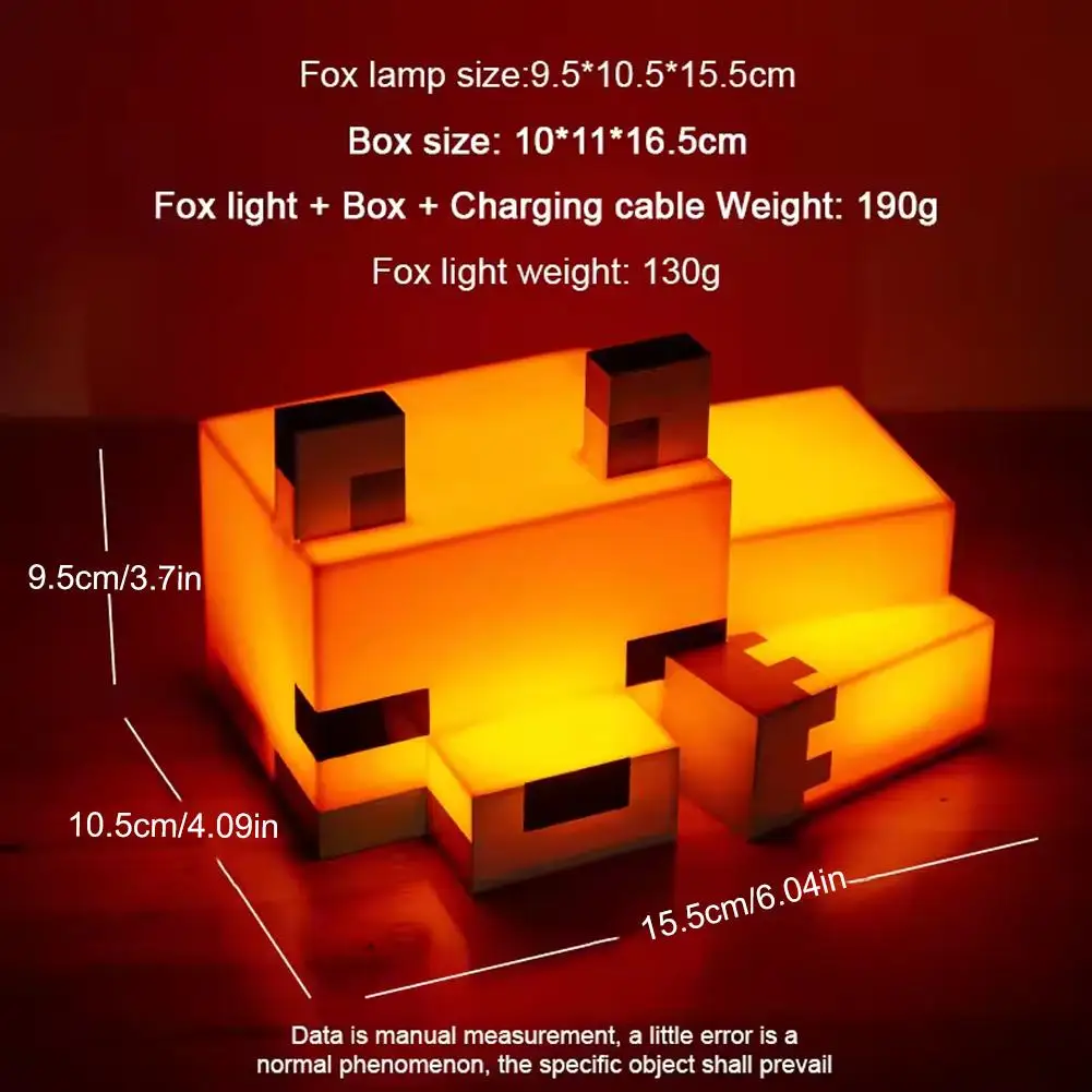 1/2pcs MC Game Cute Fox Night Light Soft Orange Glow Desk Lamp Home Atmosphere Luminous Table Lamp for Playrooms or Children image 3
