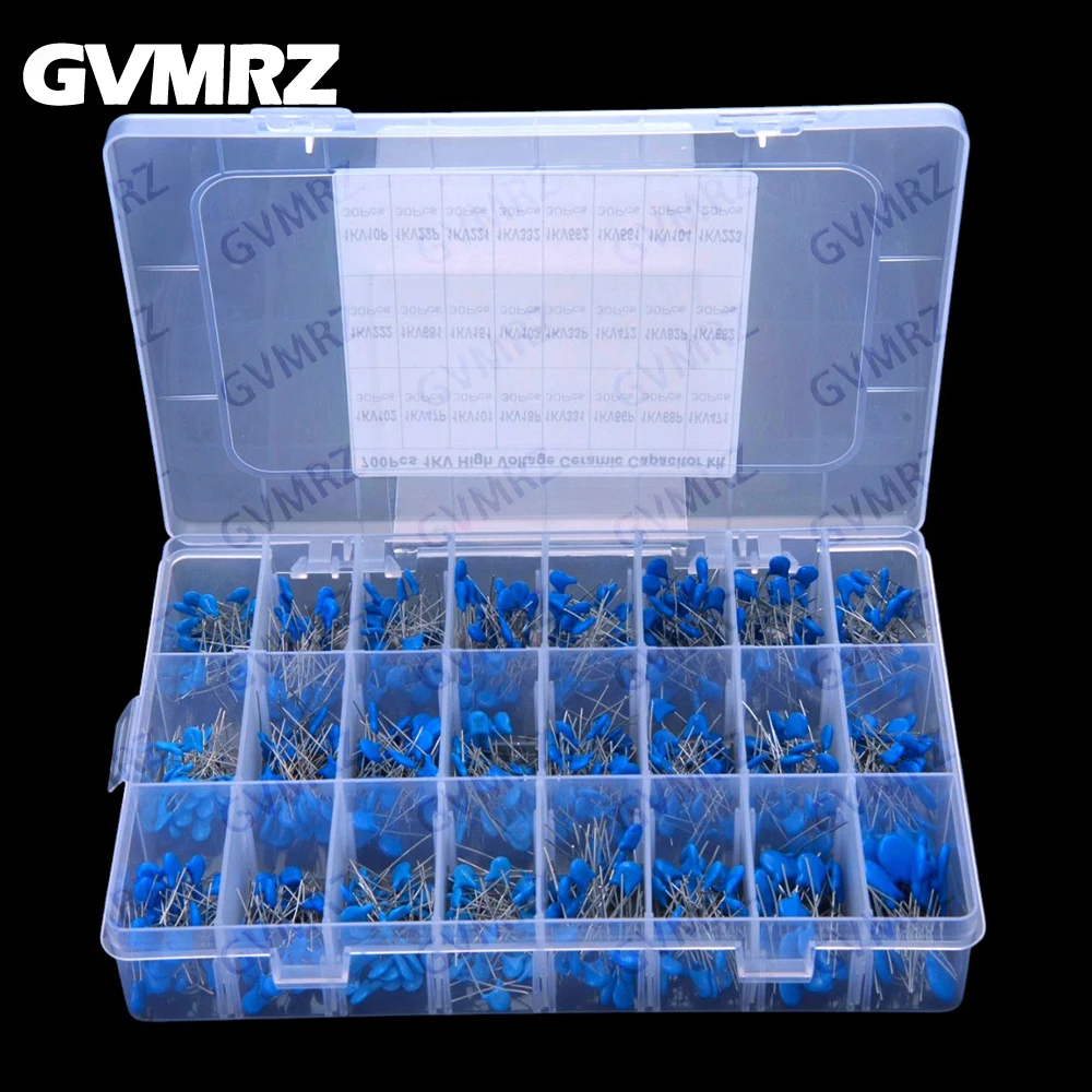 700PCS Ceramic Capacitors 1kV 24 Values ​​Capacitor Pack 103 Magnetic Plate 102 Ceramic Die 1000V High Voltage 102 47P 101 18P