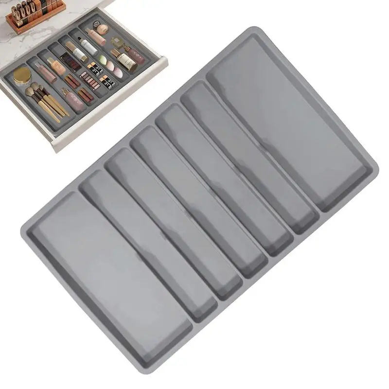 

Utensil Drawer Organizer Kitchen Utensil Organizer 7-Compartment Gray Storage Box Drawer Organization For Spoons Forks Cutlery