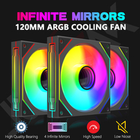 JUMPEAK FX120 ARGB Sync Infinite Mirror Effect 120mm Cooling Fan PWM Quiet 12cm RGB Fans For PC Computer Case CPU Water Cooler