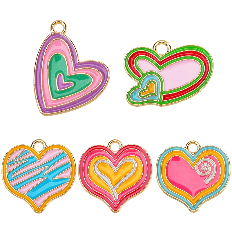 

20Pcs Candy Color Sweet Love Heart Enamel Alloy Charm Pendant For Jewelry Making DIY Earrings Bracelet Necklace Accessories