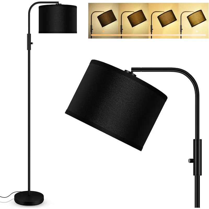 

Dimmable Floor Lamp,Modern Standing Lamp with LED Bulb(1000LM,2700K),Black Adjustable Lamp Shade,Rotary Switch