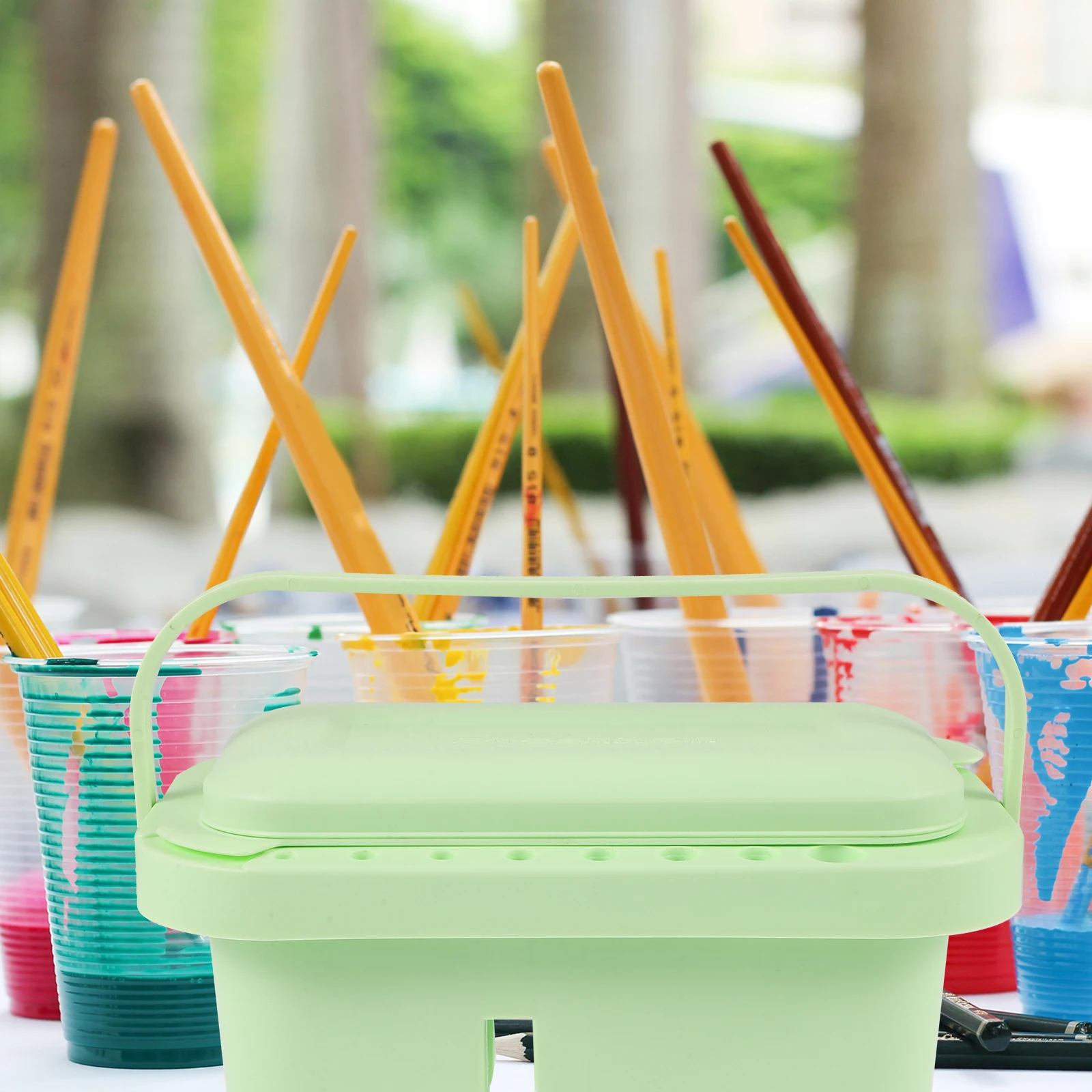 

Paint Brush Washer Plastic Portable Brush Cleaner Color Mixing Bucket Holder for Artists Painting Supplies Water Bucket