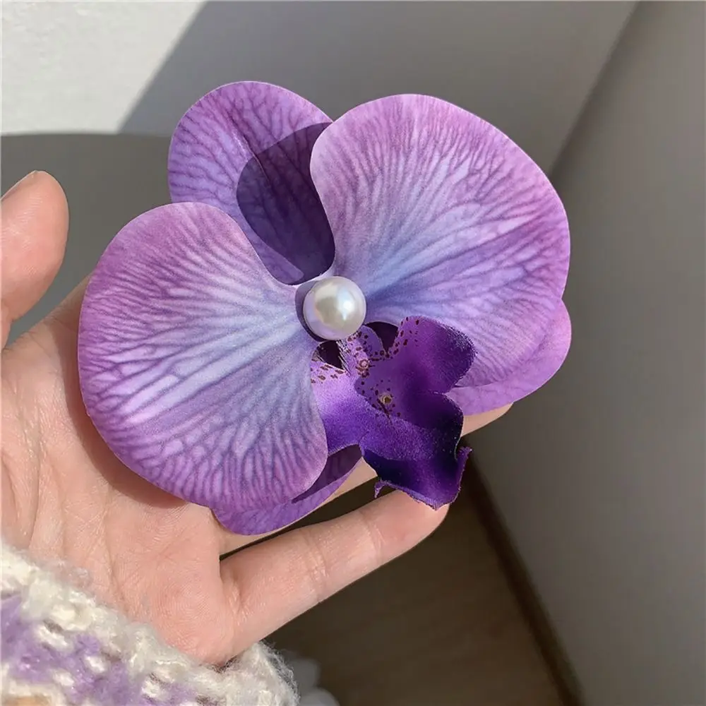 1 Stück Enten schnabel Clip Orchidee Schmetterling Haars pange Haars tyling Werkzeuge Phalaenopsis Perle Haars pange Seide Blume Haarnadel Stoff