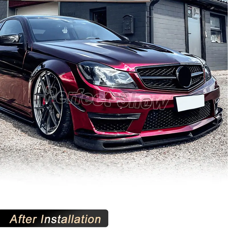 Becquet de lèvre de pare-chocs avant de voiture en Fiber de carbone, pour Mercedes Benz classe C W204 C63 AMG 2012 – 2014, Kit de carrosserie de tablier avant de course