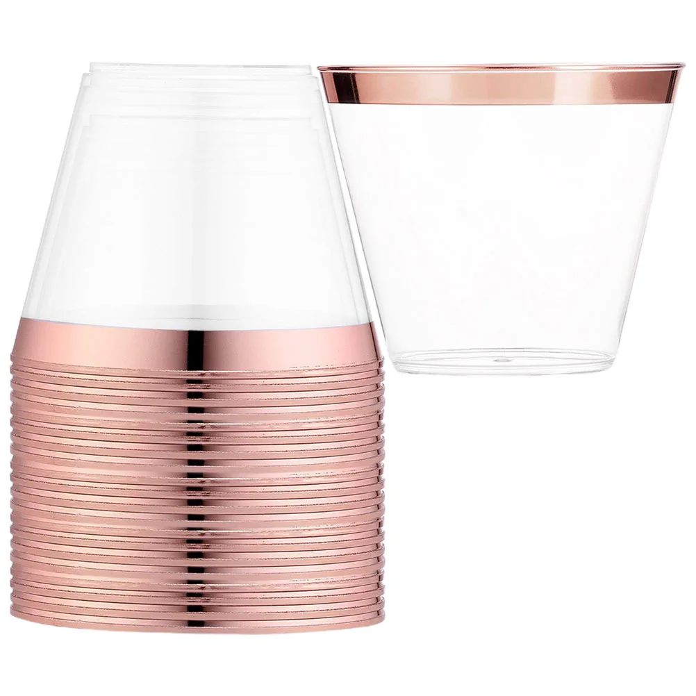 

25Pcs Clear Plastic Disposable Wine Cups Small Elegant Party Drink Cups Decorative for Wedding Bar Banquet Party Supplies