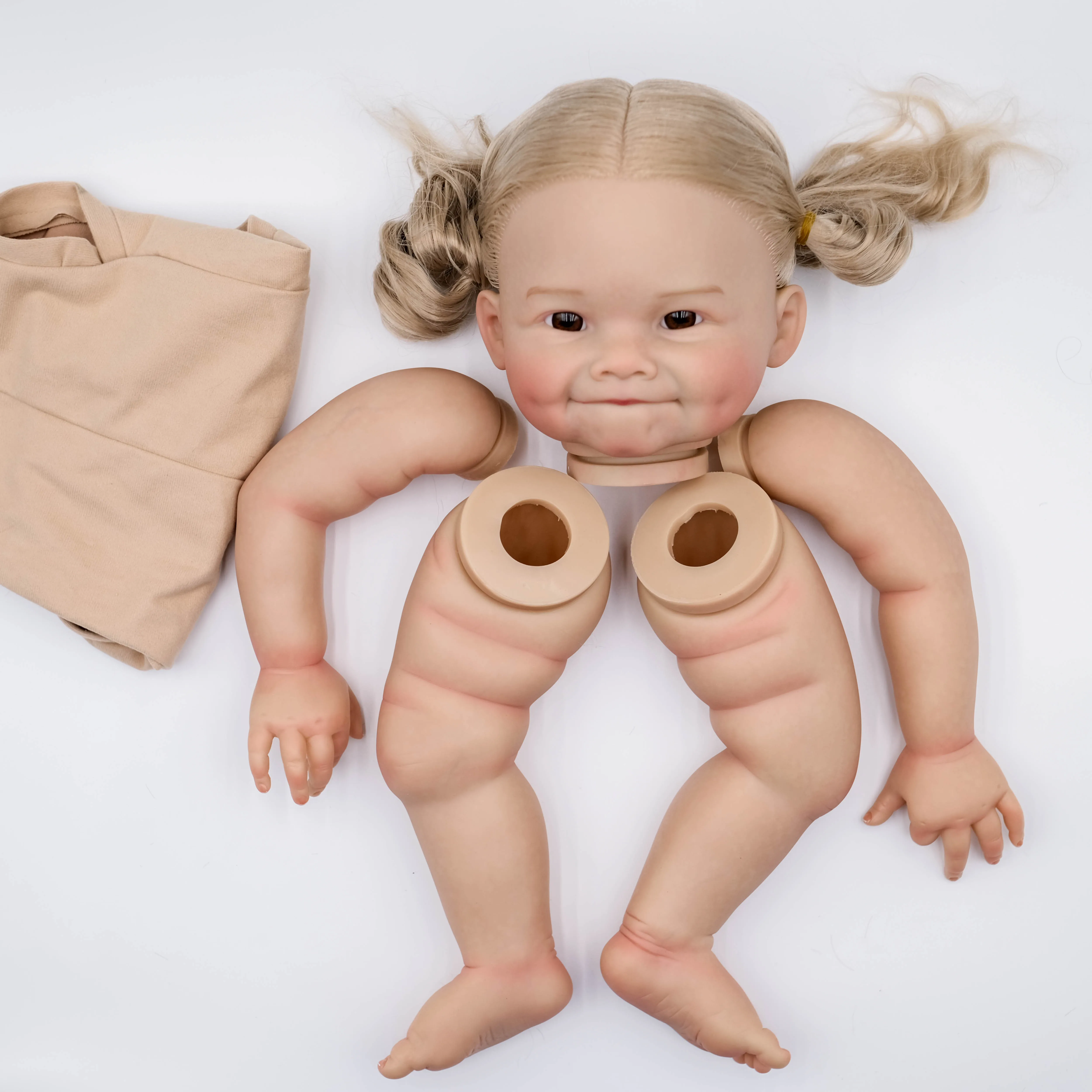 NPK 24inch Raya Reborn Baby Doll Size Already Painted Lifelike Soft Touch Flexible finished Doll Parts With Hand Root hair