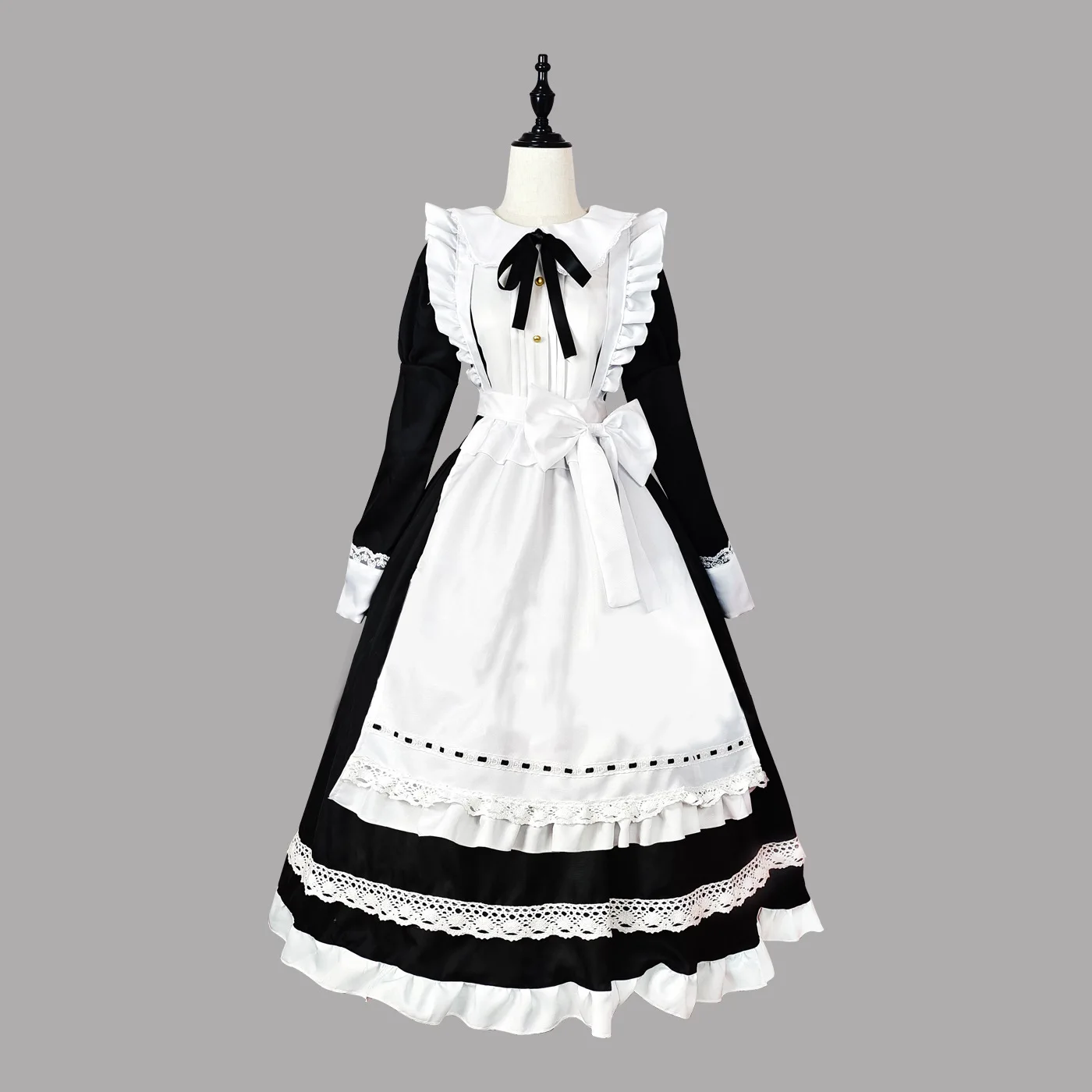 Anime Halloween Cosplay Kostüme Anime Schürze Dienstmädchen Rollenspiel Langes Kleid Übergröße Schwarz Weiß Lolita Dessous Kleid Dienstmädchen Outfits – Detail 11