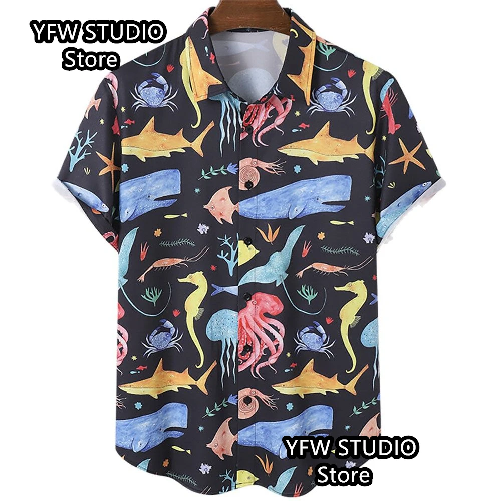 Hawaii Tropischer Stil Papageien-Druck Kurzarm Aloha-Hemden Kubanischer Stil Sommer Plus Size Lässige neue Herrenhemden – Detail 17