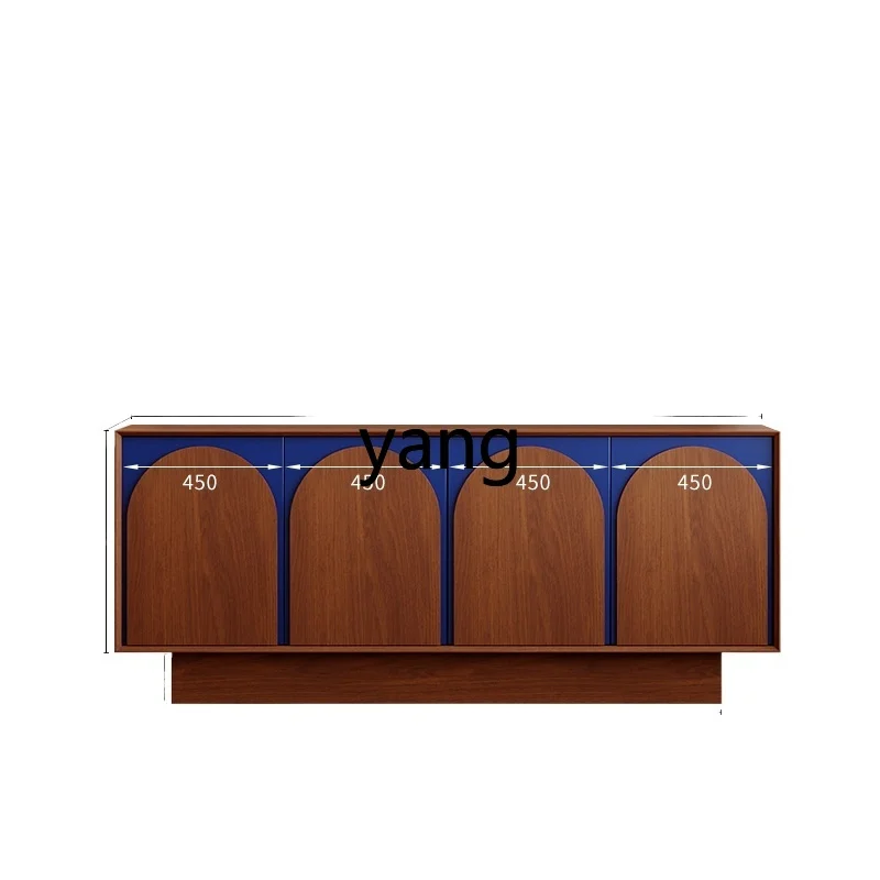 

TGF Vintage Solid Wood Teak Veneer Sideboard French Retro Entryway Dining Storage Cabinet