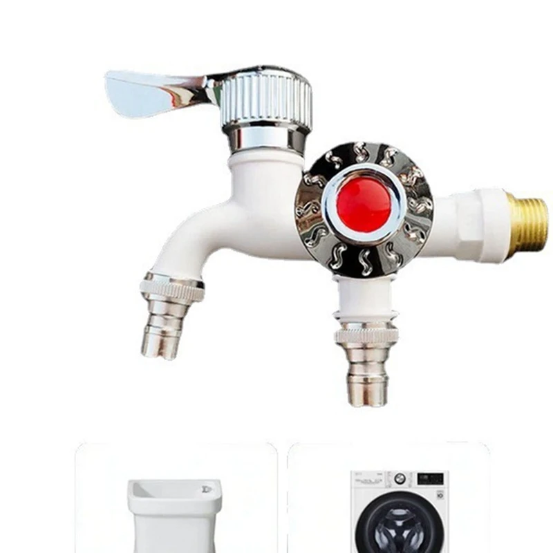 Hot 1/2Inch Universal Interface Faucet Double Outlet Dual Control Water Tap Home Bathroom Hose Irrigation Connector