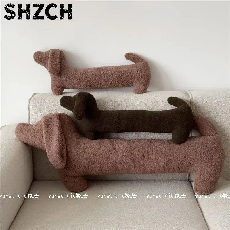 MOMO Cute Cartoon Dachshund Pillow Men's And Women's Nap Leg Pillow Living Room Sofa Head Shape Plush Cushion