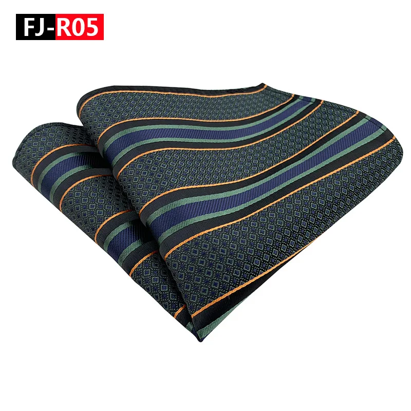 Men's brown Handkerchief Square linen pocket square Fashion Stripe Suit Towel Formal clothing-accessories