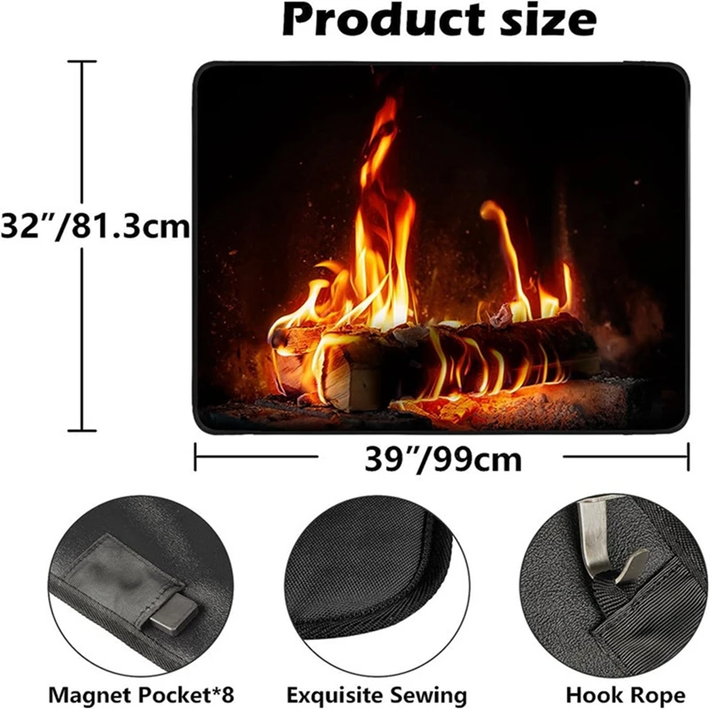 Fireplace Cover, Fireplace Blocker Blanket Christmas Fireplace Covers Decorative, Hot & Cold Air Blocker Easy Install