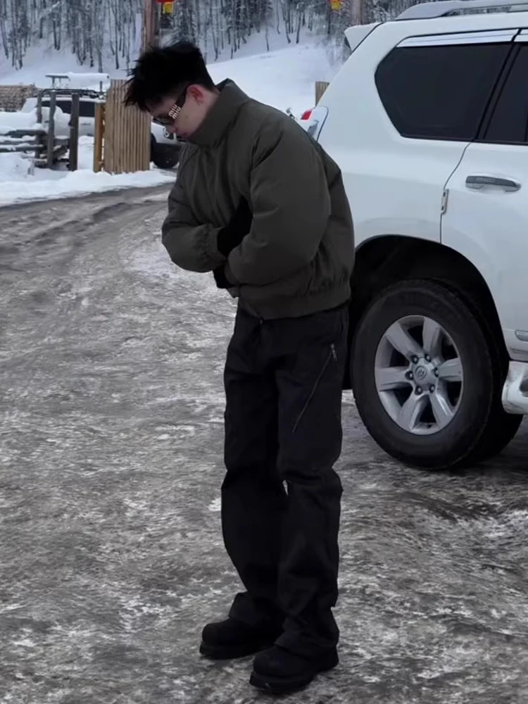 معطف بيسبول من American Sle Thiened مصنوع من القطن للرجال من ماركة Faion الشتوية مقاوم للرياح وياقة واقفة من ألياف البوليستر