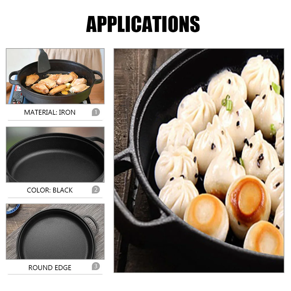 

Cast Iron Skillet 22cm Non Coating Pan Thickened Bottom Fast Heating Japanese Style Outdoor Indoor Cooking Pot Soup Stewpan