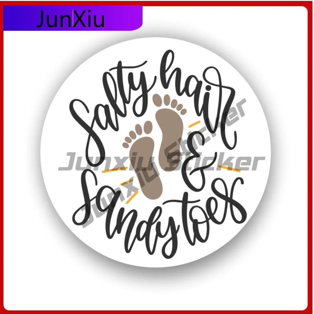 

Salty Hair & Sandy Toes Sticker Waterproof Scratch-proof Decal Accessories For Car Truck Laptop Hydro Flask Bottle Rv Camper Suv