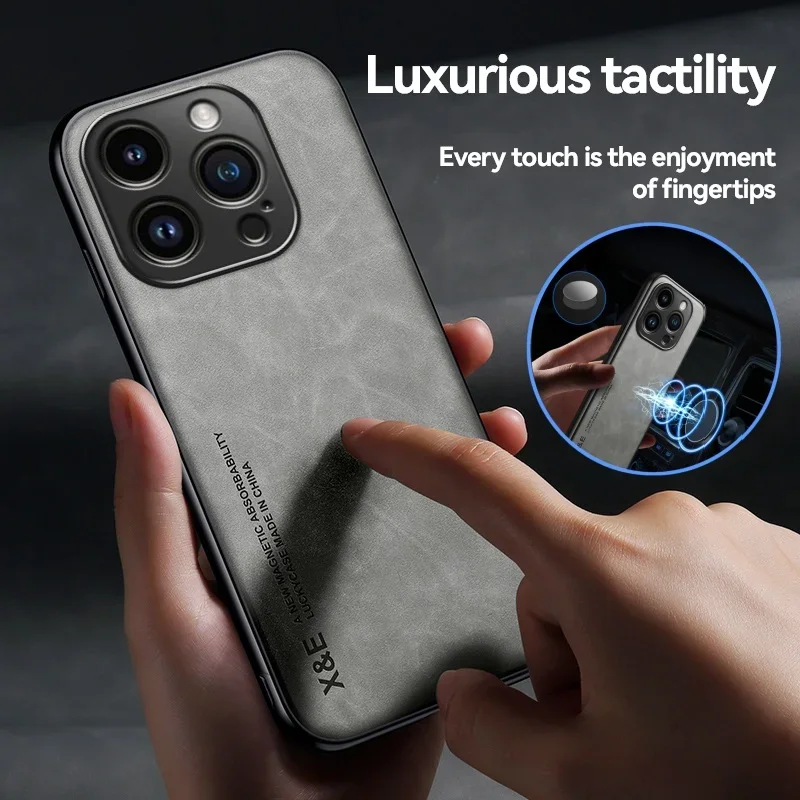 Étui en cuir magnétique de luxe pour iPhone 16 15 14 13 12 11 Pro Max Mini Plus XR XS X SE 15Pro, dos antichoc en Silicone TPU/*-