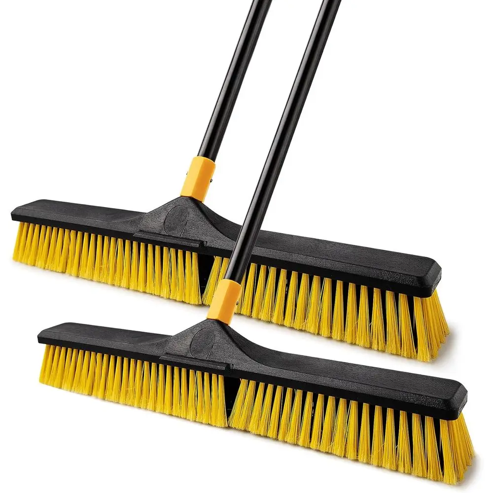 

24-дюймовая усиленная метла с жесткой щетиной для улицы, коммерческих помещений и плиточных полов - ручка длиной 65,3 дюйма (2 шт.)