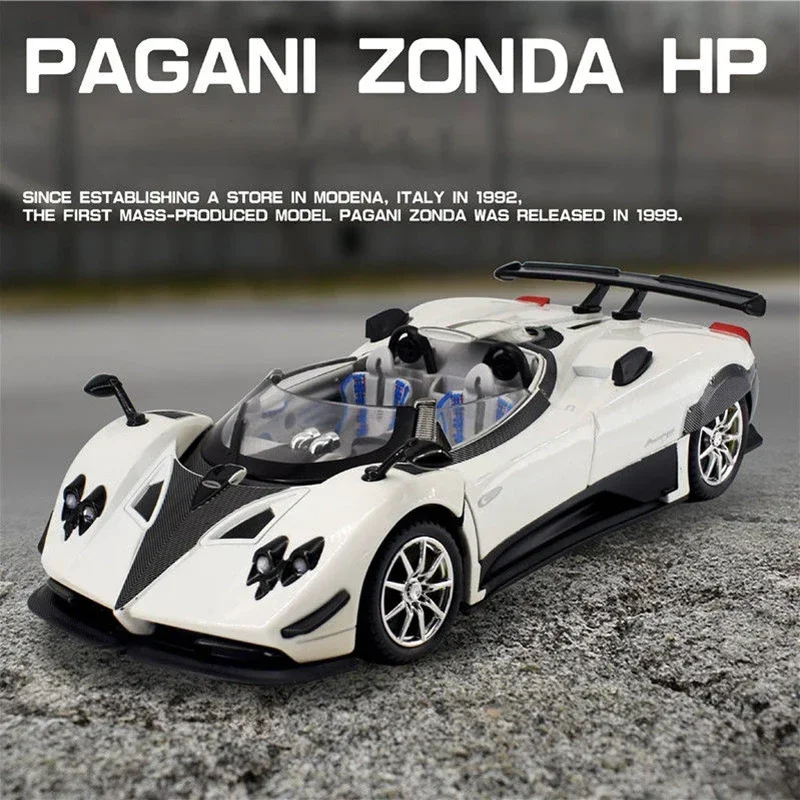 1:24 zonda hp barchetta supercar liga modelo de carro som e luz puxar para trás brinquedo das crianças colecionáveis presente aniversário